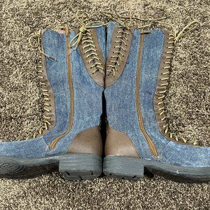 Dollhouse - Europa Denim Lace Up Boot Size 7.5